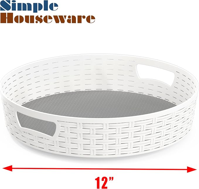 Simple Houseware 12-Inch Multifunctional Non-Skid Storage Lazy Susan, White - Image 9