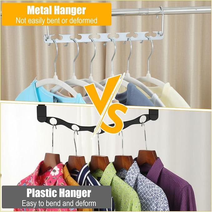 12 Pack Space Saving Hangers for Clothes, Sturdy Metal Hangers Wardrobe Closet Organizer Closet Organizers and Storage, Dorm Room Essentials - Image 6