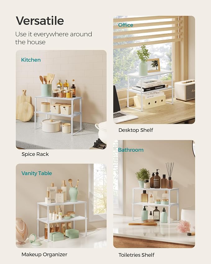 SONGMICS Cabinet Organizer Shelf, Set of 2 Spice Rack, Kitchen Storage - Image 5