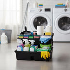 3-Compartment Plastic Cleaning Caddy Basket – Stackable Large Commercial Quality Plastic Tool Organizer Bucket with Handle, Black - Image 10