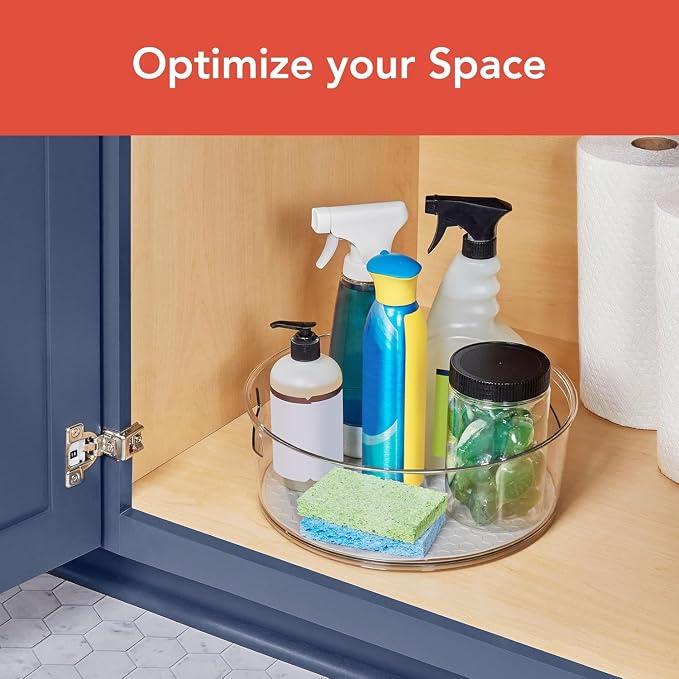 Spectrum Extra Large Tall Lazy Susan Organizer 12.25 in Oyster Gray XL High Wall Turntable Rotating for Kitchen Countertop Table Bathroom Cabinet Refrigerator Pantry Shelf Under Stink Organization - Image 2