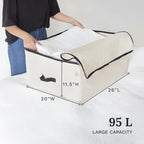 Canvas Storage Bags for Comforters and Blankets - X-Large Zippered Storage Bags for Blankets, Comforters, and Clothes - Easy Storage Under Bed, 100% Cotton, Breathable with Carrying Straps (2 Bags) - Image 5