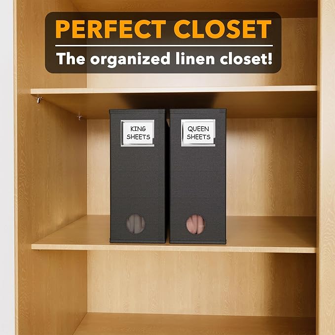 SpaceAid 2 Pack Bed Sheet Organizers and Storage, Foldable Sheet Organizer for Linen Closet, Sheets Set Folder Keeper with Window XL (Queen & King Size) Organizing Bedding Container, Black - Image 5