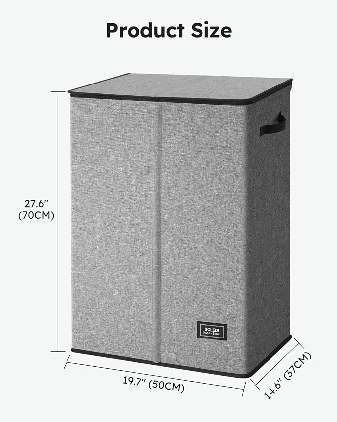 SOLEDI 130L Laundry Hamper with Lid, Large Collapsible Laundry Basket - Image 7