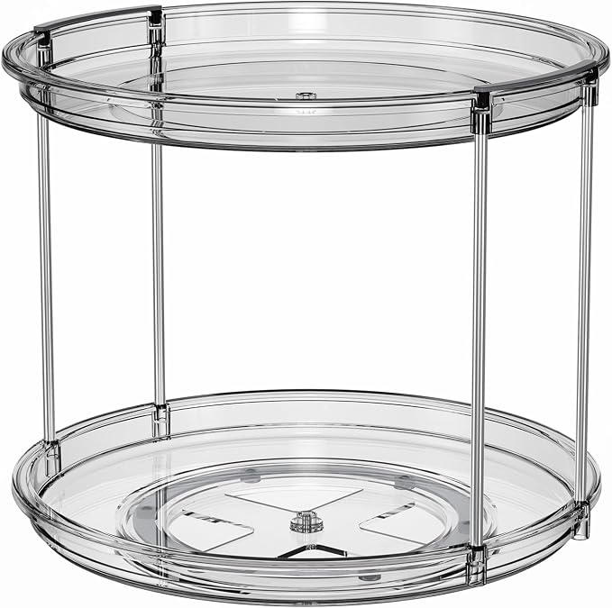 LAMU 2 Pack 2 Tier Lazy Susan Turntable Organizer 9.25'' Rotating Spice Rack Organization for Cabinet, Kitchen, Pantry, Countertop, Bathroom, Vanity, Medicine Cabinet Organizer, Grey - Image 9