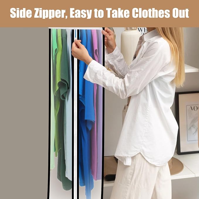 5 Pack 60" All Clear Garment Bags for Hanging Clothes Storage, 10" Gusseted Large Capacity Garment Rack Cover, Large Hanging Clothing Bag for Dress Gowns, Coats, Suit, Down Jacket - Image 5