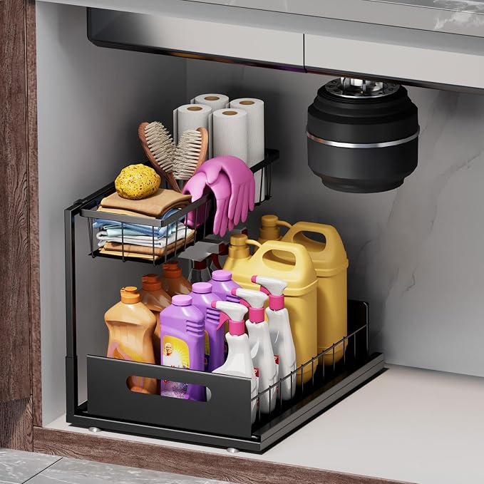 Ceetug Slide Out Under Sink Organizers and Storage, Black, 1 Pack by ceetug