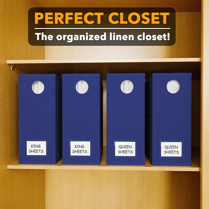 SpaceAid 4 Pack Bed Sheet Organizers and Storage, Foldable Sheet Organizer for Linen Closet, Sheets Set Folder Keeper with Window XL (Queen & King Size) Bedding Container (Navy Blue, 4 Pack) - Image 5