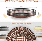 AMH 10-Inch Brown Checkerboard Lazy Susan Organizer with Black Metal Rail - Image 6
