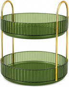 360° Rotating Organizer, Lazy Susan Bathroom Counter Organizer for Perfume, Skincare, Makeup & Cosmetic Storage, Vanity Countertop Organizer, Green, 2-Tier by Unknown