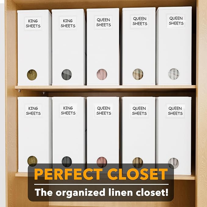 SpaceAid 10 Pack Bed Sheet Organizers and Storage, Foldable Sheet Organizer for Linen Closet, Sheets Set Folder Keeper with Window XL (Queen & King Size) Organizing Bedding Container, White - Image 5