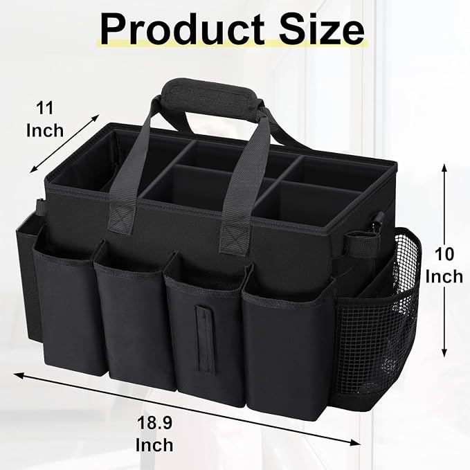Wearable Large Cleaning Caddy Bag for Housekeepers (Black) - Image 2