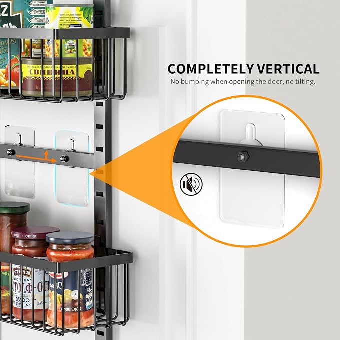 Moforoco 9-Tier Over The Door Pantry Organizer, Pantry Organization and Storage, Black Hanging Basket Wall Spice Rack Seasoning Shelves, Home & Kitchen Bedroom Bathroom House Essentials - Image 5