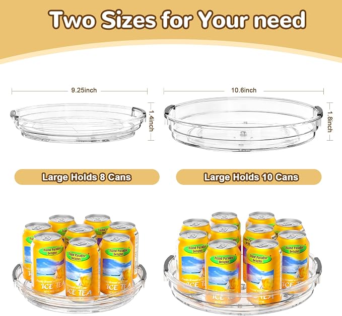 INCOSTAR Lazy Susan 2 Pack, 10.6 Inch Clear Turntable for Kitchen Cabinet - Image 2