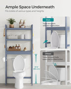SONGMICS 3-Tier Bamboo Over The Toilet Storage, Adjustable Shelf, 66.9''H - Image 7