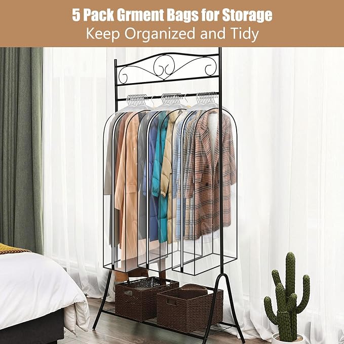 3 Pack 60" All Clear Garment Bags for Hanging Clothes Storage, 10" Gusseted Large Capacity Garment Rack Cover, Large Hanging Clothing Bag for Dress Gowns, Coats, Suit, Down Jacket - Image 7
