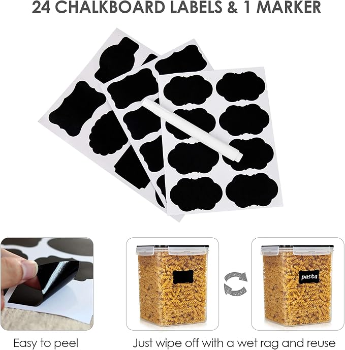 Vtopmart 5.2L Flour Sugar Storage Containers, 4 PCS, Black - Image 7