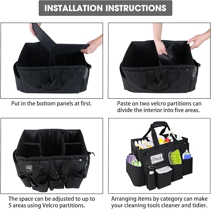 ZKOO Cleaning Bag Cleaning Caddy Organizer, Wearable Cleaning Caddy with Waist & Handles for Cleaning Tool Organizers, Extra-Large Cleaning Caddy Bag Adjustable Compartments for Housekeeping,Gardening - Image 5