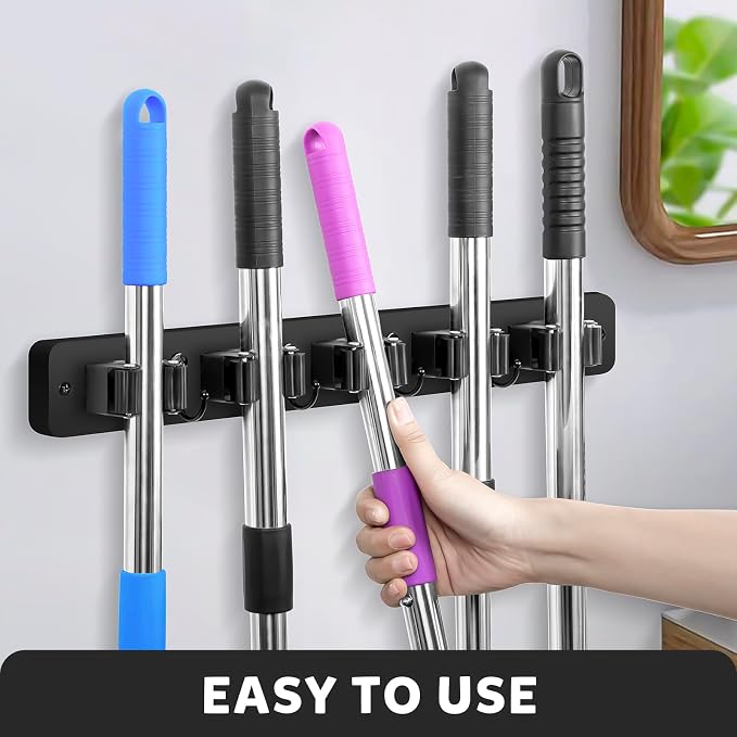 IMILLET Broom Holder Wall Mount, Rustic Broom Hanger for Laundry Room - Image 3