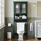 Over The Toilet Storage Cabinet, Over Toilet Storage with Glass Doors and Adjustable Shelf, Thicken Frame Above The Toilet Storage Cabinet Behind The Toilet Bathroom Organizer, Forest Green - Image 5