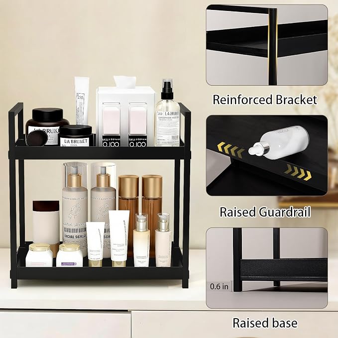 Bathroom Counter Organizer Vanity Storage Countertop Shelf, Large Black - Image 5
