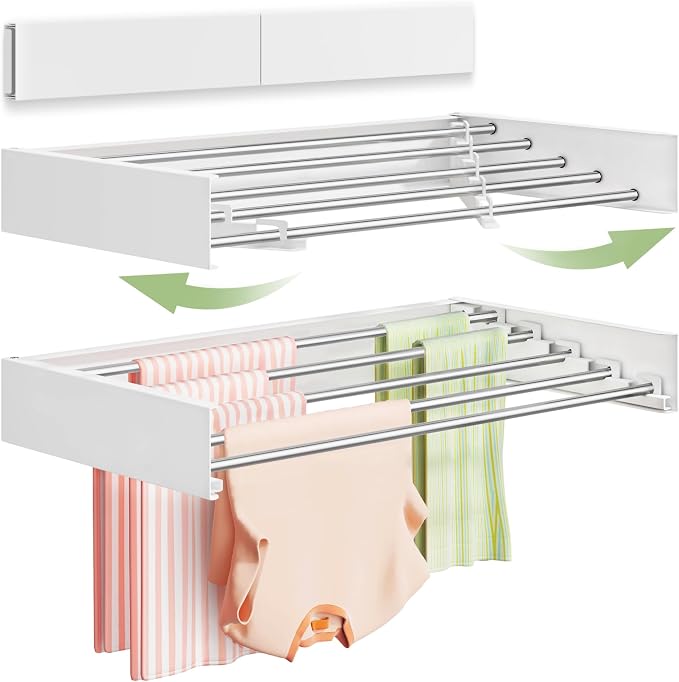 Vikaqi Wall Mounted Clothes Drying Rack 32", Foldable Wall Laundry Rack by DiscovertheEleganceofAir-drying