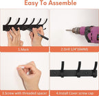 Optish Coat Rack Wall Mount, Wall Hooks for Hanging, Entry Coat Hooks Coat Hanger, Hat Rack Holder for Wall, Key Holder Purse Racks, Towel Rack for Bathrooms (2 Pack, Black) - Image 4