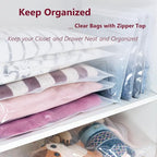 Large Plastic Bags With Zipper Top,3 Gallon,16" x 18",20 Pack,Extra Large Storage Packing for Clothes,Travel, Moving, Large Reusable bags,Heavy-Duty,BPA-Free, 2-mil Thick Clear Plastic - Image 4