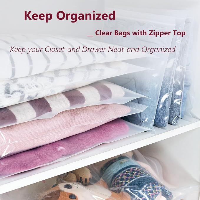 Large Plastic Bags With Zipper Top,3 Gallon,16" x 18",10 Pack,Extra Large Storage Packing for Clothes,Travel, Moving, Large Reusable bags,Heavy-Duty,BPA-Free, 2-mil Thick Clear Plastic - Image 4