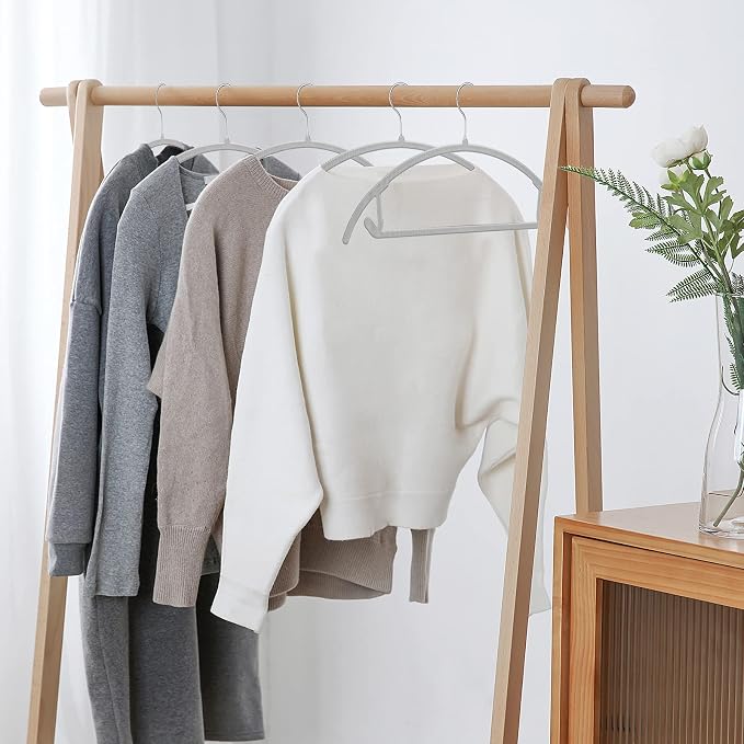 TIMMY 50 Pack No-Bump Plastic Clothes Hangers, Gray, Non-Slip, Space-Saving - Image 7