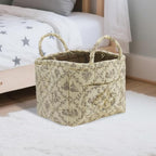 Quilted Fabric Storage Basket with Handles & Pocket, Foldable Laundry Hamper Boho Floral Print Organizer Bin for Home, Picnic, Office 12"x10"x10" (B-1) - Image 7