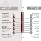 MORALVE Skirt Hangers Space Saving with Clips - 2 Pack - European Beechwood 5-Tier Hanger for Shorts, Skirts, and Pants - Closet Organizer and Storage Solution for Women with 360° Swivel Hook - Image 5