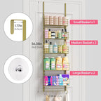 SWTYMIKI Over The Door Organizer - Door Organizer Hanging with 5 Adjustable Metal Large Capacity Basket and 6 Coat Hook, Wall Mounted Shelf for Bedroom Closet Bathroom Laundry Pantry Cabinet Kitchen - Image 9
