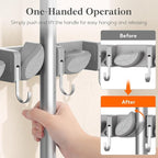 Lifewit Mop and Broom Holder Organizer Wall Mount Non-Slip, 1 Pack, Gray - Image 3