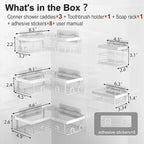 Liuoud Corner Shower Caddy 5 Pack Adhesive Stainless Steel Organizer White - Image 6