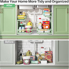 Kitstorack Under Sink Organizer, 2 Tier Under the Sink Storage, Slide out Pull out Cabinet Organizer Shelf, Metal Sliding Drawer for Kitchen Bathroom Pantry Closet Organization Rack, Green, 2 Pack - Image 8