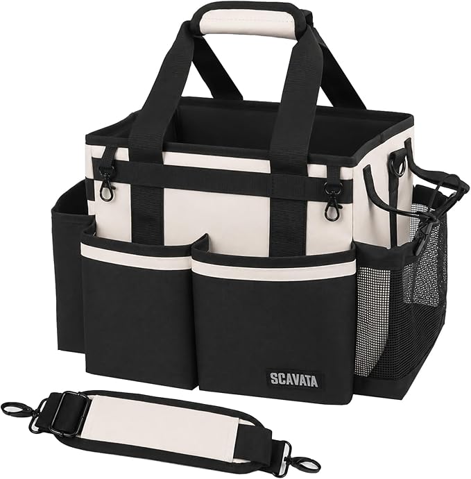 SCAVATA Compact Wearable Cleaning Caddy with Handle & Shoulder Straps by Tidyyourlife