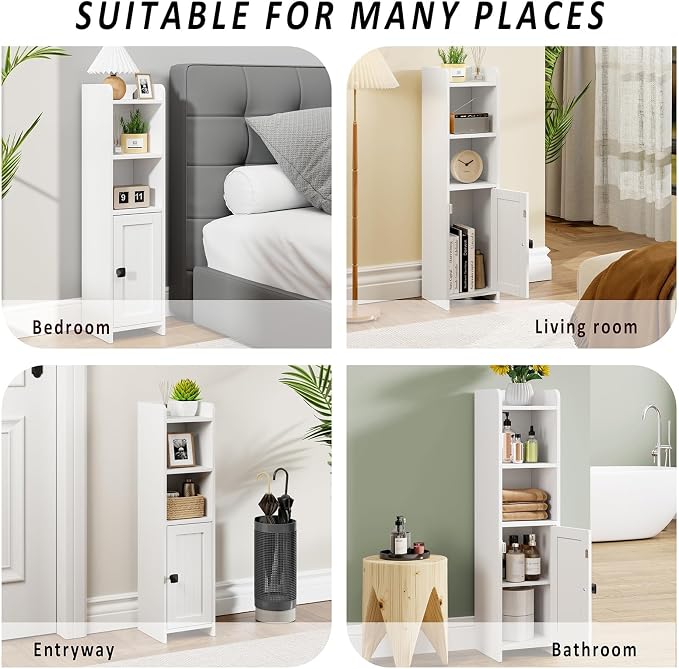 Lomojo Small Bathroom Storage Cabinet Corner, 7.87"Dx7.87"W x31.5"H (White) - Image 8