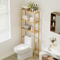 Over The Toilet Storage,3-Tier Bamboo Bathroom Shelf with Paper Holder by Vellzeyce