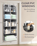 ULG Over the Door Organizer, 5-Tier Extra Large Hanging Storage with 10 Mesh Pockets, 100 lbs Capacity, Heavy Duty Door Organizer for Closet, Bedroom,Grey - Image 2