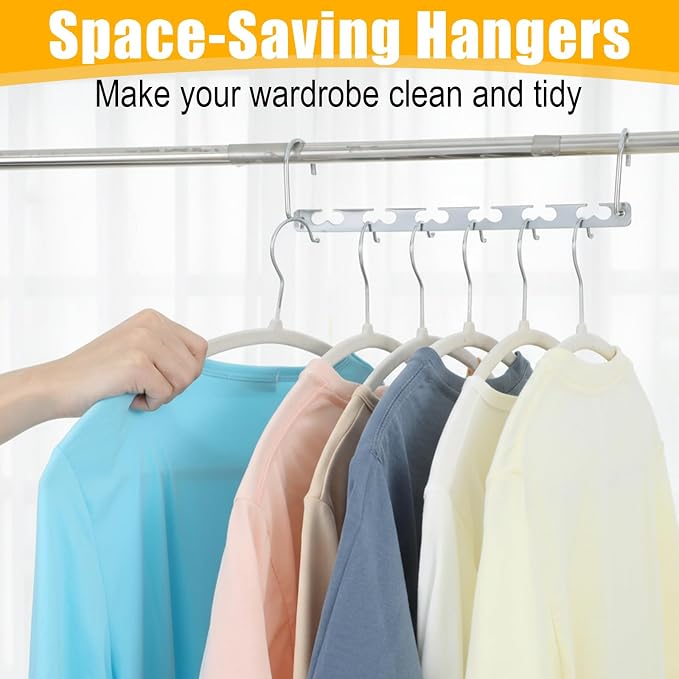 12 Pack Space Saving Hangers for Clothes, Sturdy Metal Hangers Wardrobe Closet Organizer Closet Organizers and Storage, Dorm Room Essentials - Image 4