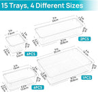 Vtopmart 15 PCS Clear Plastic Drawer Organizers Set, Vanity Organizer Trays - Image 6
