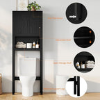 GarveeTech Over the Toilet Cabinet, Double Door Bathroom Storage Organizer, Toilet Rack with Open Storage Shelf, FreeStanding Toilet Shelf Space Saver, for Bathroom, Restroom, Laundry - Image 7