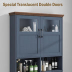 Vabches Over The Toilet Storage Cabinet with Doors & Paper Holder, Blue - Image 6