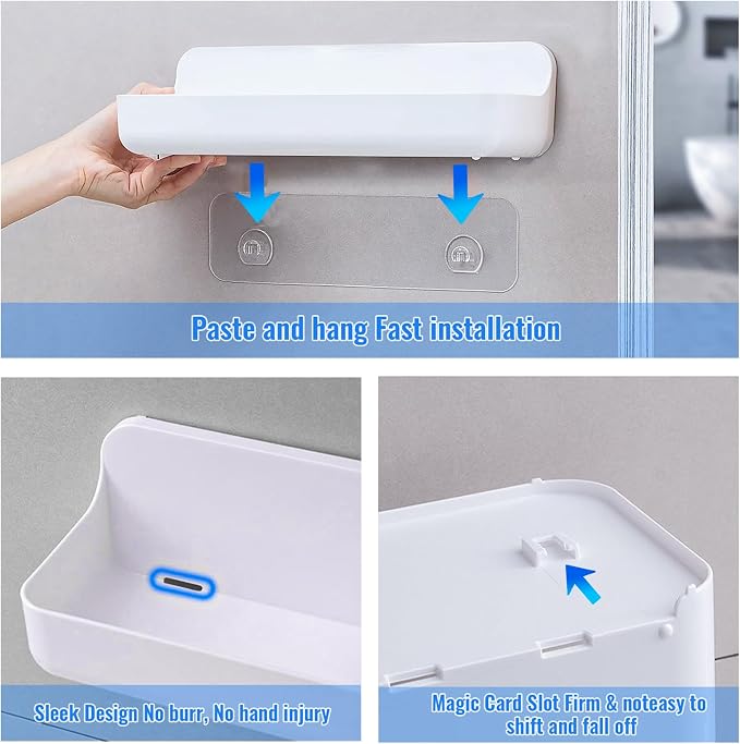 Diesisa Acrylic Wall Mount Organizer, Adhesive Shelves,2Pc Bathroom Shelves - Image 7