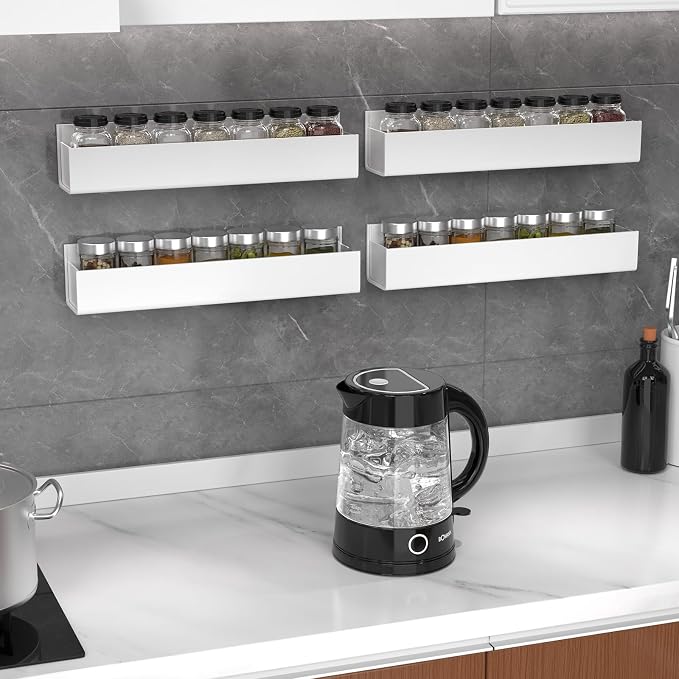 PMMASTO 4-Pack White Acrylic Spice Rack Organizers for Cabinet Doors - Image 3