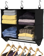 ClosetMaid 4-Shelf Fabric Hanging Closet Organizer with Garment Rod for Shirts, Sweaters, Pants, Hats, Shoes, Purses with Charcoal Black Finish - Image 10
