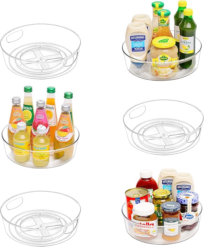 Guzon 6 Pack Lazy Susan Turntable, 10 Inch Rotating Organizer with Handles by Guzon