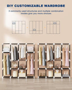 Mavivegue Clothes Organizer with 4 Hanging Rods, Portable Closet Wardrobe, Non-Woven Fabric Cover, Large Capacity Storage for Bedroom and Living Room,Black, 67" W x 17" D x 67" H - Image 7