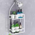 Meangood Shower Caddy 10.4" x 4.5" x 22.04" Hanging Shower Caddy Organizer Over Shower Head Big Capacity for Shampoo, Conditioner with Hooks for Razor/Sponge, White by Meangood